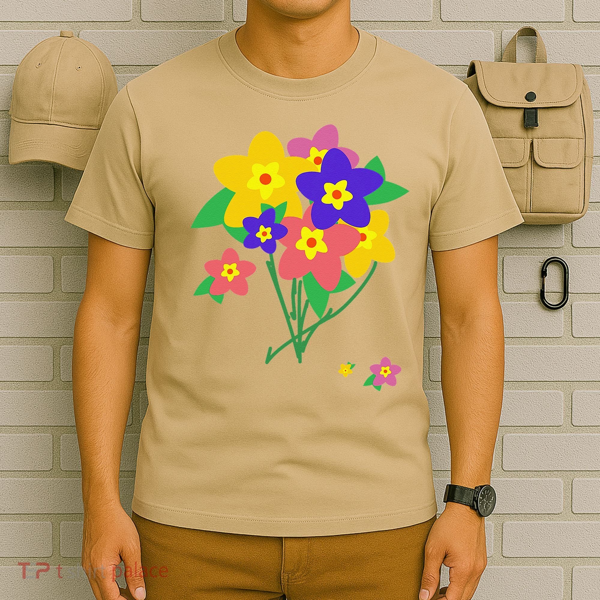 Colorful Spring Wildflowers Bouquet Love Flower Graphic Art T-Shirt