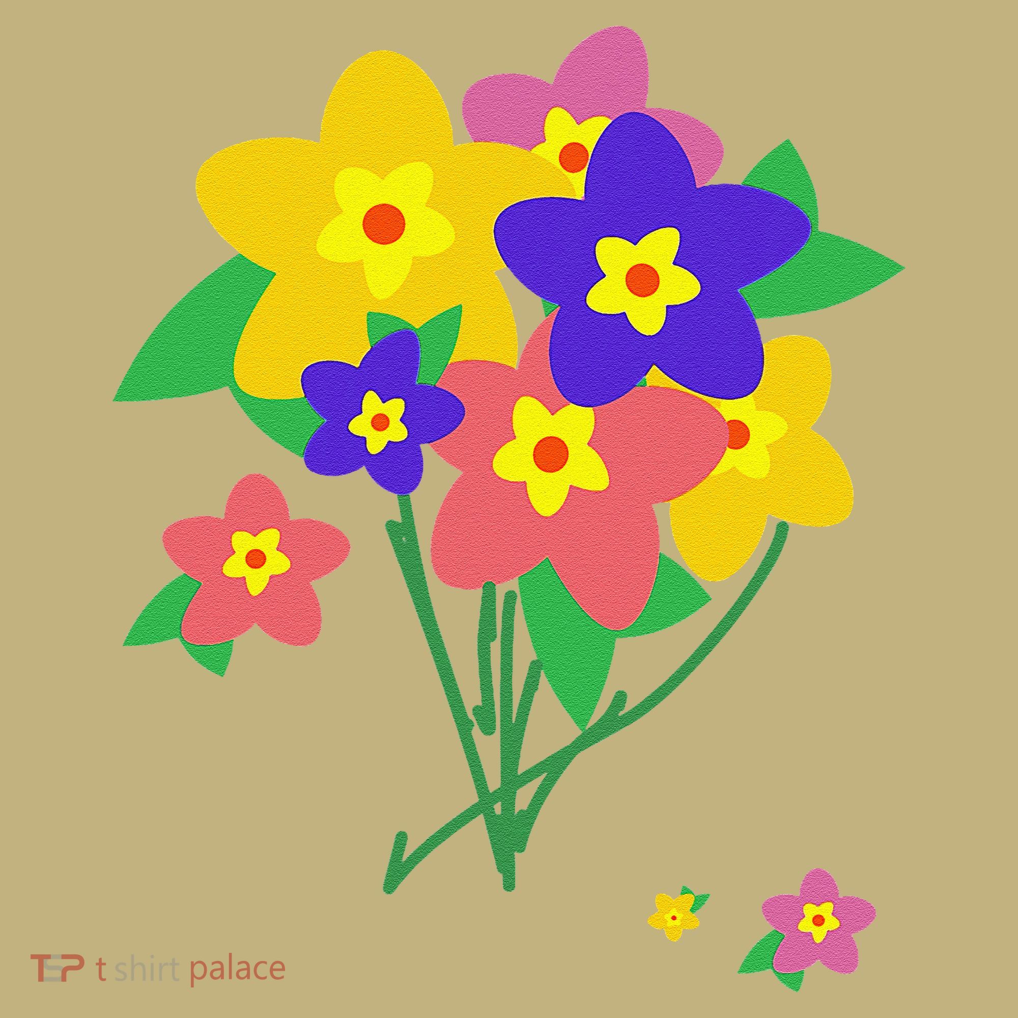 Colorful Spring Wildflowers Bouquet Love Flower Graphic Art T-Shirt
