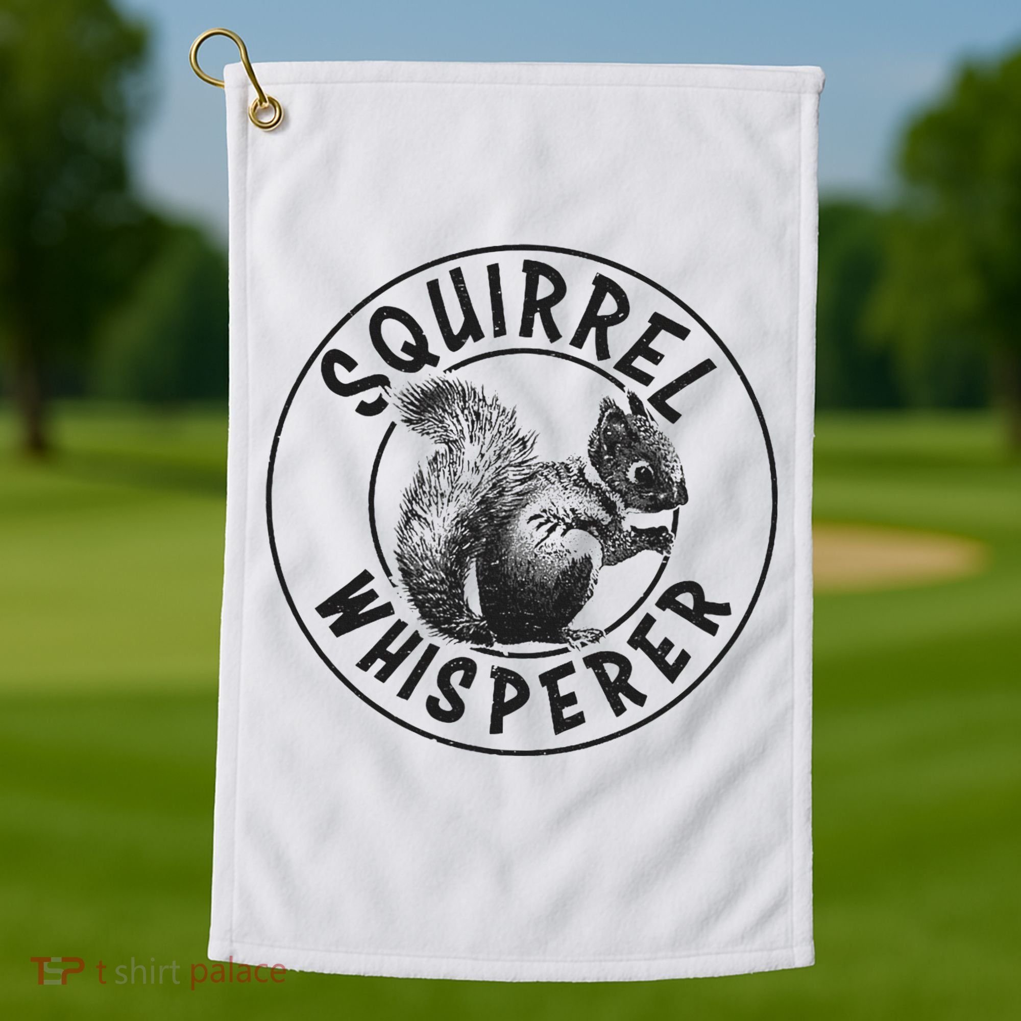 Cute Squirrel Whisperer Golf Towel