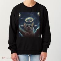 Cat Selfie With Ufos Aliens Kitten Funny Graphic Women's Sweatshirt thumb 0