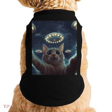 Cat Selfie With Ufos Aliens Kitten Funny Graphic Doggie Tank