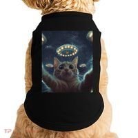 Cat Selfie With Ufos Aliens Kitten Funny Graphic Doggie Tank thumb 0