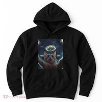 Cat Selfie With Ufos Aliens Kitten Funny Graphic Hoodie thumb 0