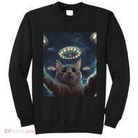 Cat Selfie With Ufos Aliens Kitten Funny Graphic Sweatshirt thumb 0