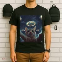 Cat Selfie With Ufos Aliens Kitten Funny Graphic T-Shirt thumb 6