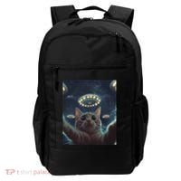 Cat Selfie With Ufos Aliens Kitten Funny Graphic Backpack thumb 0