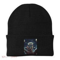 Cat Selfie With Ufos Aliens Kitten Funny Graphic Beanie thumb 0