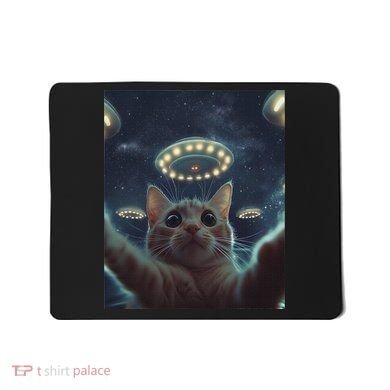 Cat Selfie With Ufos Aliens Kitten Funny Graphic Mousepad