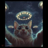 Cat Selfie With Ufos Aliens Kitten Funny Graphic Ornament thumb 1