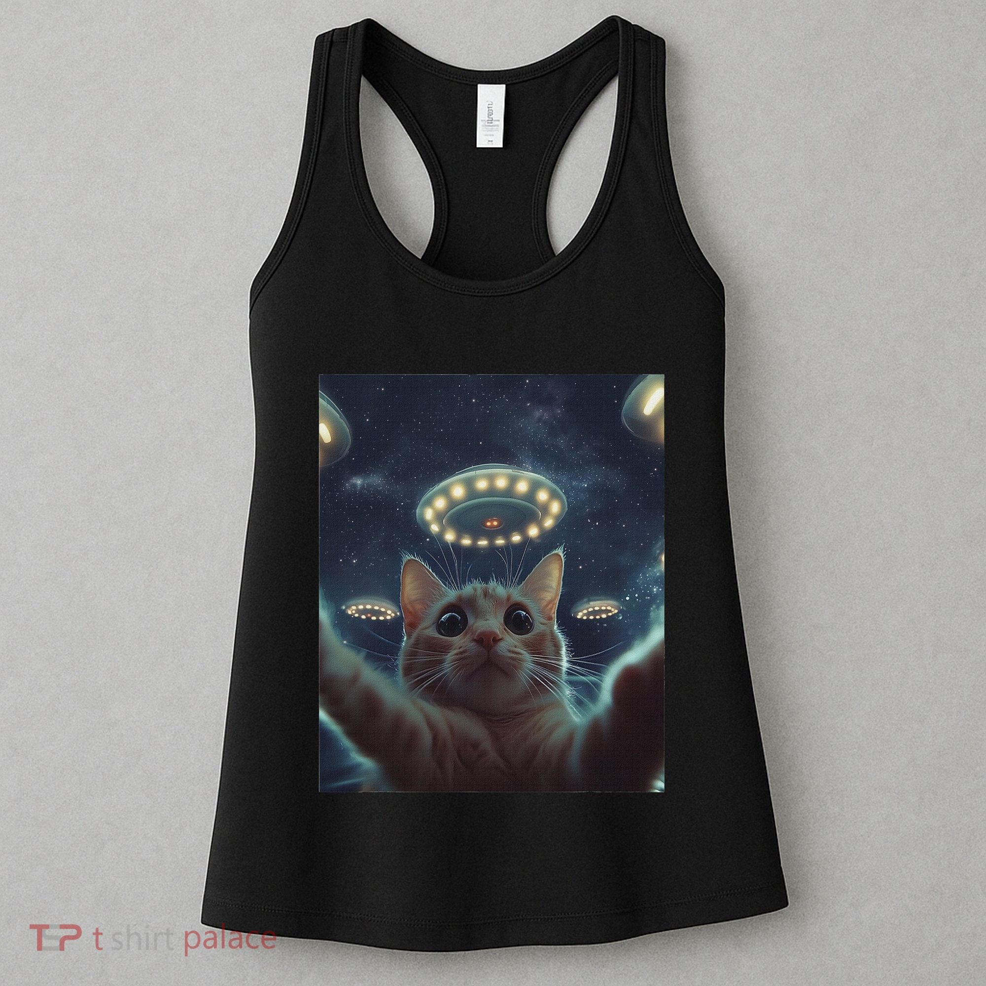Cat Selfie With Ufos Aliens Kitten Funny Graphic Women's Tank Top