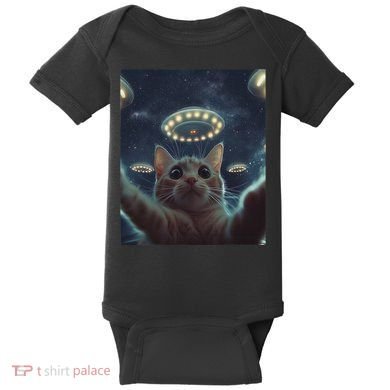 Cat Selfie With Ufos Aliens Kitten Funny Graphic Baby Bodysuit
