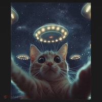 Cat Selfie With Ufos Aliens Kitten Funny Graphic Baby Bodysuit thumb 2