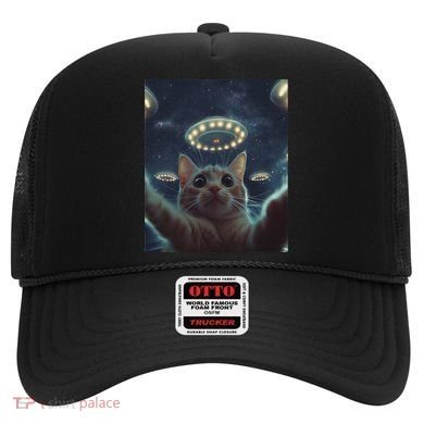 Cat Selfie With Ufos Aliens Kitten Funny Graphic Hat