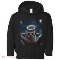 Cat Selfie With Ufos Aliens Kitten Funny Graphic Toddler Hoodie thumb 0