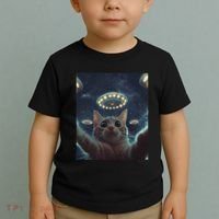 Cat Selfie With Ufos Aliens Kitten Funny Graphic Toddler T-Shirt thumb 2