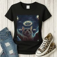 Cat Selfie With Ufos Aliens Kitten Funny Graphic Women's T-Shirt thumb 3