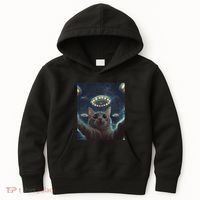 Cat Selfie With Ufos Aliens Kitten Funny Graphic Kids Hoodie thumb 0