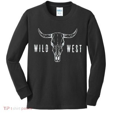 Cow Skull Wild West Kids Long Sleeve Shirt