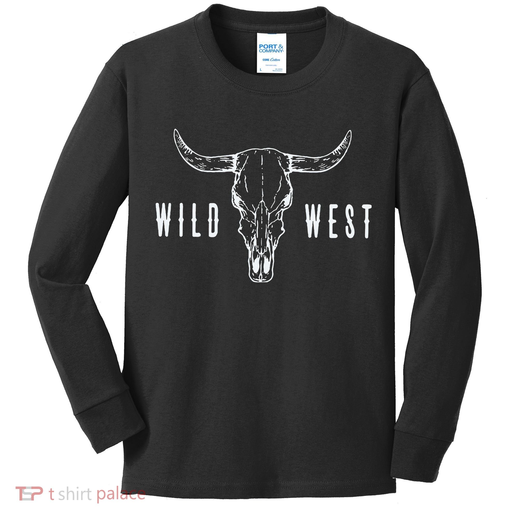 Cow Skull Wild West Kids Long Sleeve Shirt