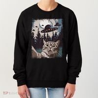 Cat Selfie With Ufo Alien Funny Cat Graphic Women's Sweatshirt thumb 0