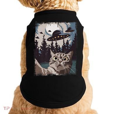 Cat Selfie With Ufo Alien Funny Cat Graphic Doggie Tank