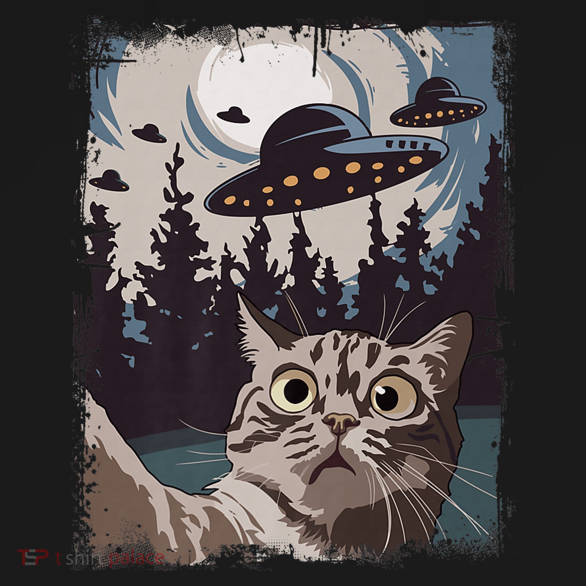 Cat Selfie With Ufo Alien Funny Cat Graphic Doggie Tank