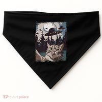 Cat Selfie With Ufo Alien Funny Cat Graphic USA-Made Doggie Bandana thumb 0