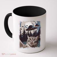Cat Selfie With Ufo Alien Funny Cat Graphic Coffee Mug thumb 0