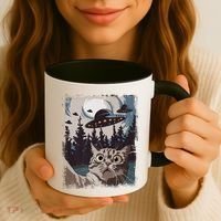 Cat Selfie With Ufo Alien Funny Cat Graphic Coffee Mug thumb 3