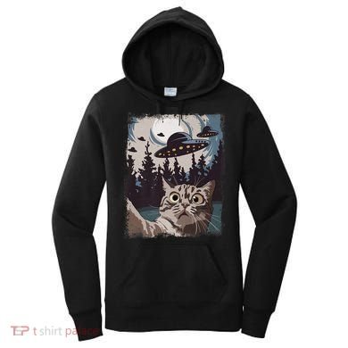 Cat Selfie With Ufo Alien Funny Cat Graphic Women's Hoodie