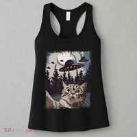 Cat Selfie With Ufo Alien Funny Cat Graphic Women's Tank Top thumb 3