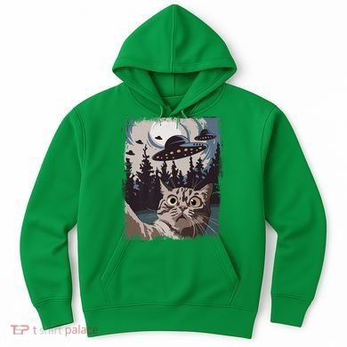 Cat Selfie With Ufo Alien Funny Cat Graphic Hoodie