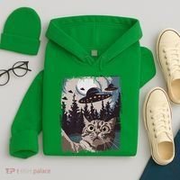 Cat Selfie With Ufo Alien Funny Cat Graphic Hoodie thumb 4