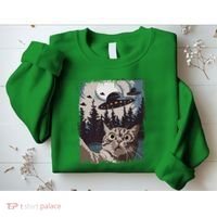 Cat Selfie With Ufo Alien Funny Cat Graphic Sweatshirt thumb 2