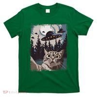 Cat Selfie With Ufo Alien Funny Cat Graphic T-Shirt thumb 0
