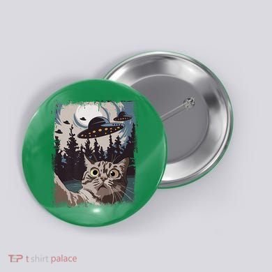 Cat Selfie With Ufo Alien Funny Cat Graphic Button
