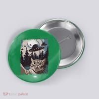 Cat Selfie With Ufo Alien Funny Cat Graphic Button thumb 0