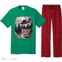 Cat Selfie With Ufo Alien Funny Cat Graphic Pajama Set thumb 0