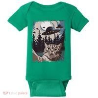 Cat Selfie With Ufo Alien Funny Cat Graphic Baby Bodysuit thumb 0