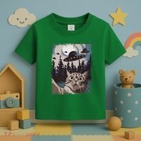 Cat Selfie With Ufo Alien Funny Cat Graphic Toddler T-Shirt thumb 3