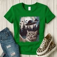 Cat Selfie With Ufo Alien Funny Cat Graphic Women's T-Shirt thumb 3