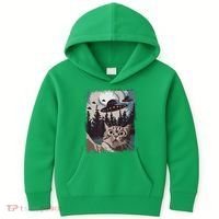 Cat Selfie With Ufo Alien Funny Cat Graphic Kids Hoodie thumb 0