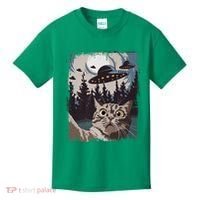 Cat Selfie With Ufo Alien Funny Cat Graphic Kids T-Shirt thumb 0