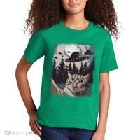 Cat Selfie With Ufo Alien Funny Cat Graphic Kids T-Shirt thumb 2