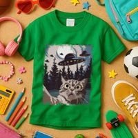Cat Selfie With Ufo Alien Funny Cat Graphic Kids T-Shirt thumb 3