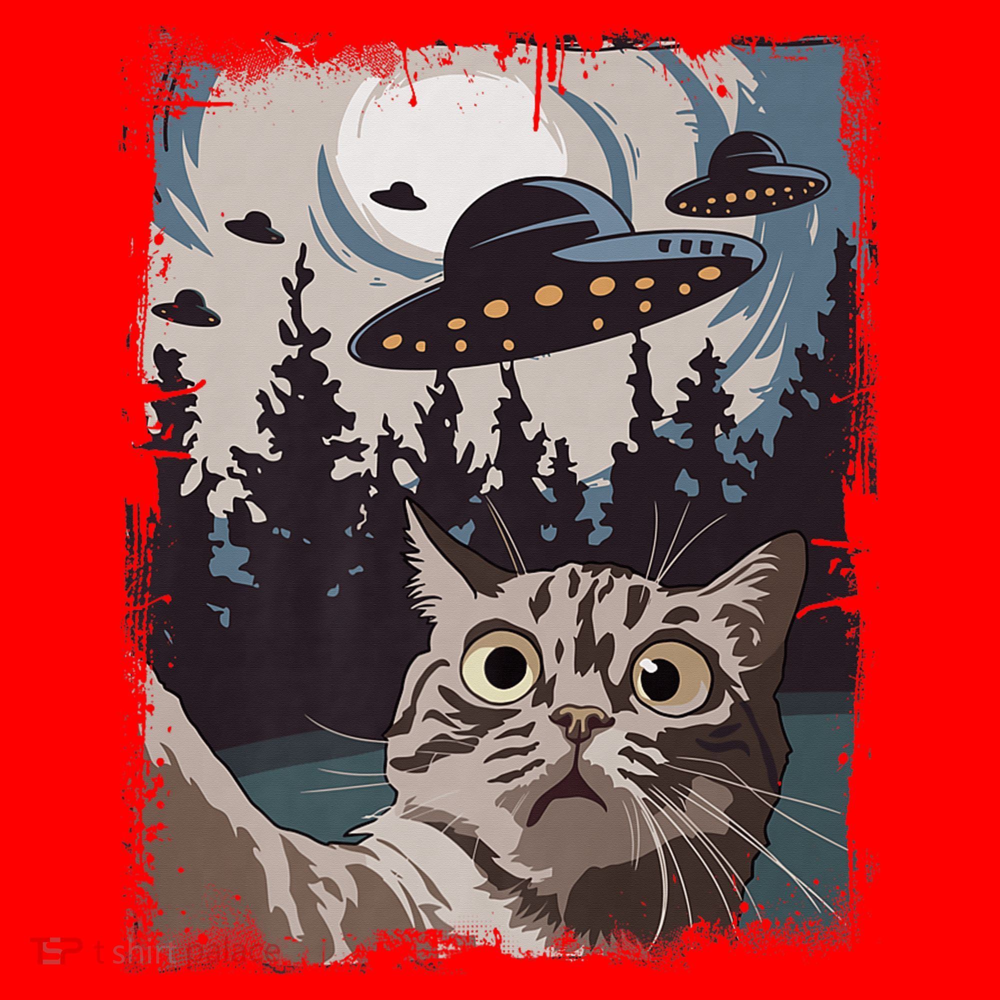 Cat Selfie With Ufo Alien Funny Cat Graphic Santa Hat