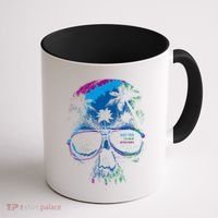 Cool Say Yes To New Adventures Tropical Grunge Skull Coffee Mug thumb 1
