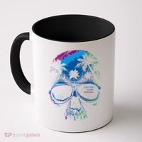 Cool Say Yes To New Adventures Tropical Grunge Skull Coffee Mug thumb 0