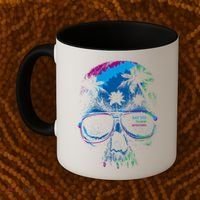 Cool Say Yes To New Adventures Tropical Grunge Skull Coffee Mug thumb 2