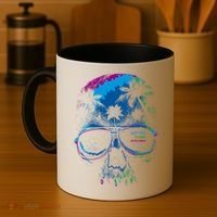 Cool Say Yes To New Adventures Tropical Grunge Skull Coffee Mug thumb 4